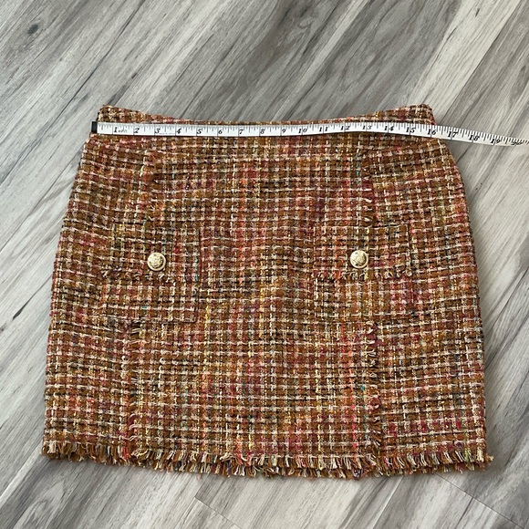 Blu Pepper Women’s Multicolor Tweed Mini Skirt with Frayed Hem size large - Picture 5 of 8